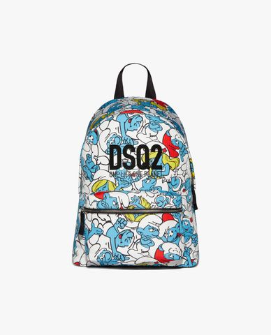  DSQUARED2 - Balo nữ chữ nhật phối zip Smurfs 