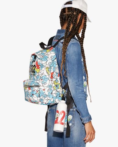  DSQUARED2 - Balo nữ chữ nhật phối zip Smurfs 