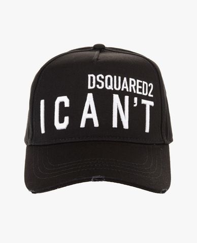  DSQUARED2 - Nón bóng chày nam rách vải thêu chữ thời trang 