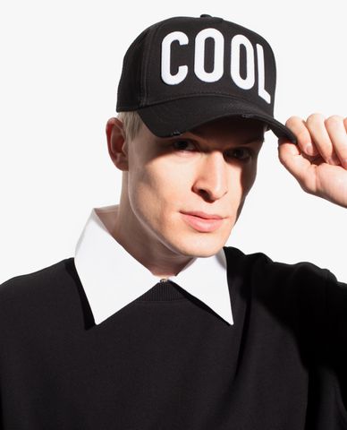  DSQUARED2 - Nón bóng chày nam rách vải thêu chữ COOL 