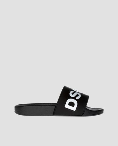  DSQUARED2 - Dép nam quai ngang hở mũi Logo Slide 
