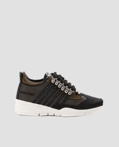  DSQUARED2 - Giày sneaker nữ Olive Green Leather 