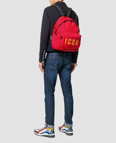  DSQUARED2 - Balo nam dáng vuông thêu chữ ICON 