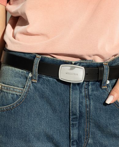  DSQUARED2 - Thắt lưng nữ bản vừa phối mặt kim loại 