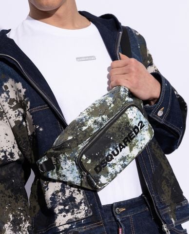  DSQUARED2 - Túi bao tử nam hình thang phối logo 