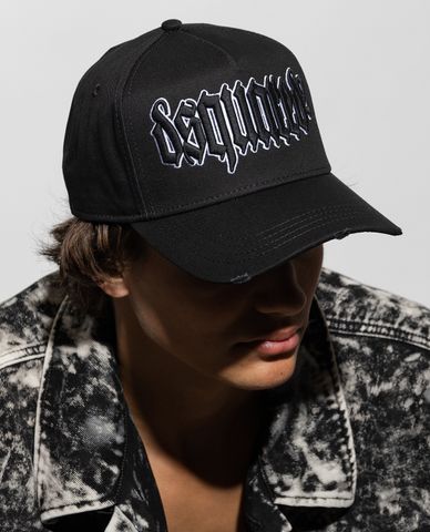  DSQUARED2 - Nón bóng chày nam thêu nổi phong cách Gothic 
