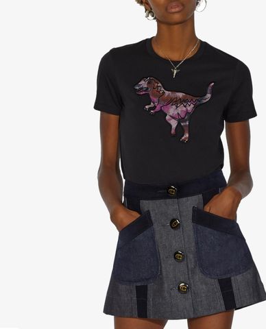  COACH - Áo thun nữ ngắn tay hình khủng long Embroidered Rexy 