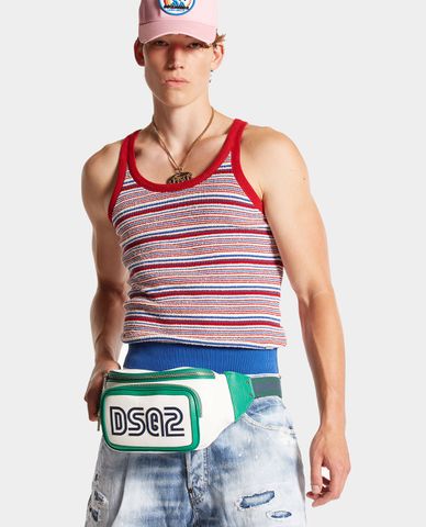  DSQUARED2 - Túi bao tử nam viền màu phối logo Spiker 