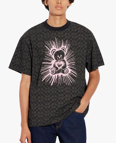  COACH - Áo thun nam tay ngắn cổ tròn phom suông hiện đại 