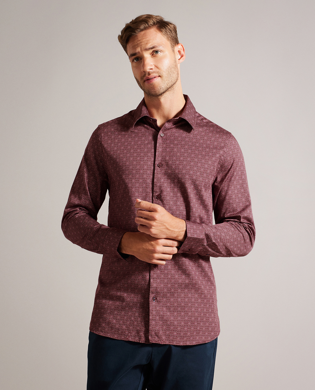 TED BAKER - Áo sơ mi nam cổ bẻ tay dài Pavia