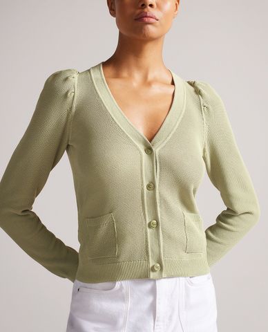  TED BAKER - Áo khoác cardigan nữ cổ V phom ôm Kimbaly 