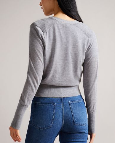  TED BAKER - Áo khoác cardigan nữ cổ V tay dài phom lửng Aiyleen 