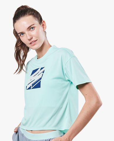  SKECHERS - Áo thun thể thao nữ tay ngắn phom lửng Training 