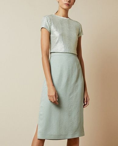  TED BAKER - Áo thun nữ tay ngắn cổ tròn Catrino Metallic Fitted 
