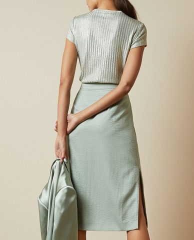  TED BAKER - Áo thun nữ tay ngắn cổ tròn Catrino Metallic Fitted 