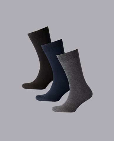  CHARLES TYRWHITT - Set 3 đôi vớ cổ cao nam Cotton 