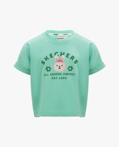  SKECHERS - Áo thun bé gái cổ tròn tay ngắn 