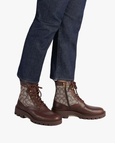 COACH - Giày boots nam thắt dây Citysole Signature Jacquard 