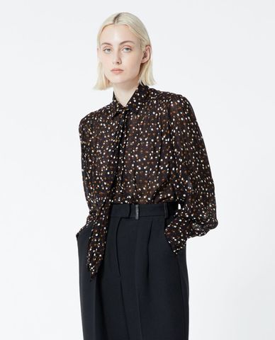  THE KOOPLES - Áo sơ mi nữ cổ bẻ tay dài họa tiết chấm bi 