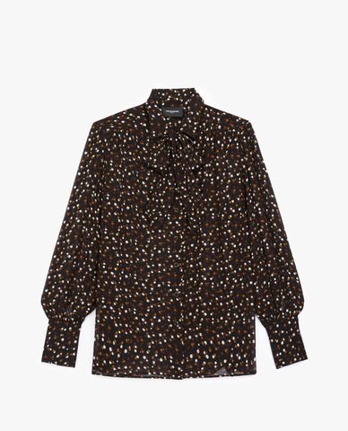  THE KOOPLES - Áo sơ mi nữ cổ bẻ tay dài họa tiết chấm bi 