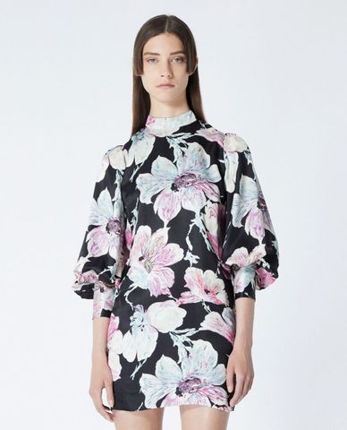  THE KOOPLES - Đầm mini cổ tròn tay dài Short Printed 