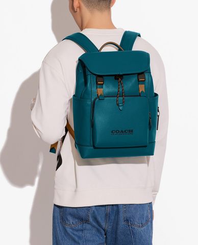  COACH - Ba lô nam chữ nhật nắp gập phối dây rút League Flap 
