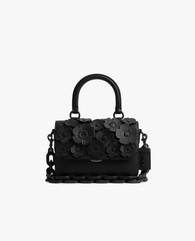  COACH - Túi xách nữ phom chữ nhật đính hoa hồng Rogue 