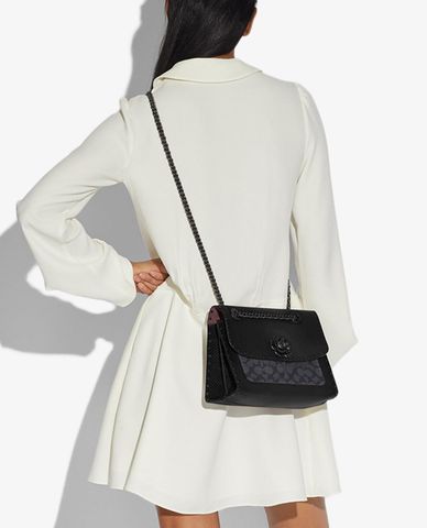  COACH - Túi đeo vai nắp gập đinh tán Rivets And Snakeskin Detail 