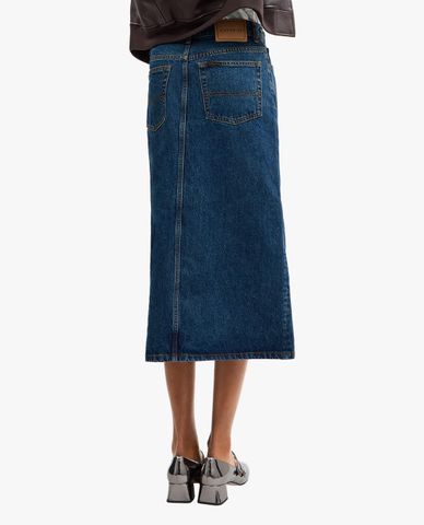  COACH - Chân váy denim midi xẻ tà Heritage C 