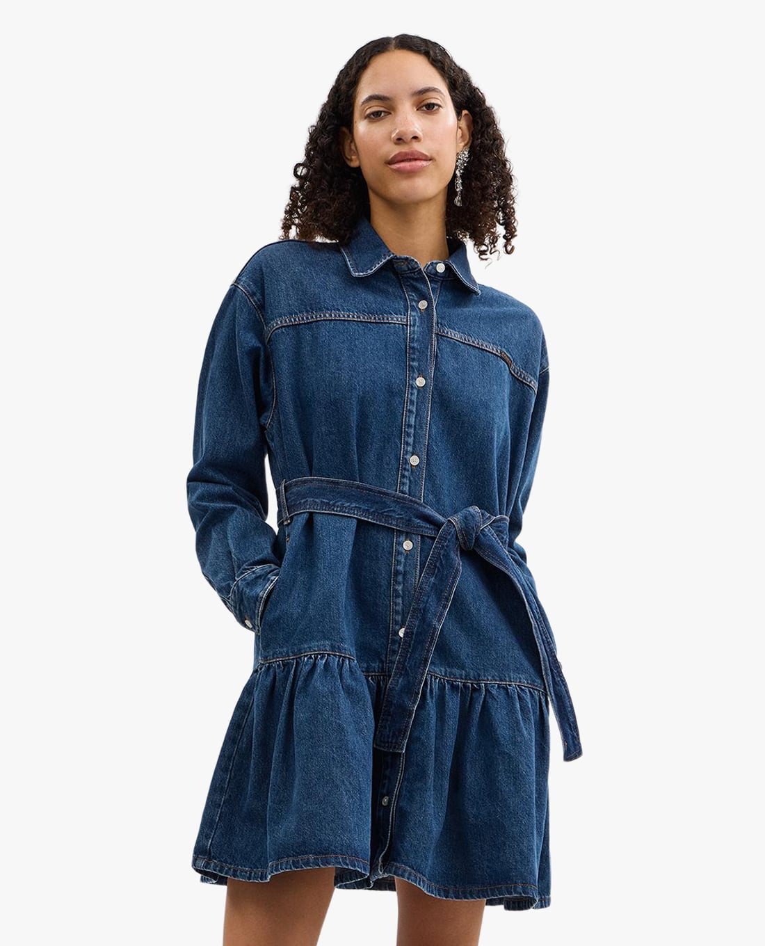 COACH - Đầm denim mini phối thắt lưng sang trọng