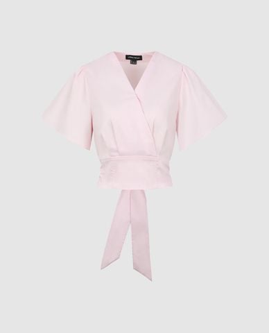  URBAN REVIVO - Áo kiểu nữ cổ V tay ngắn Overhead 