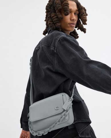  COACH - Túi đeo chéo nam phom chữ nhật phối dây xích Charter Flap 24 