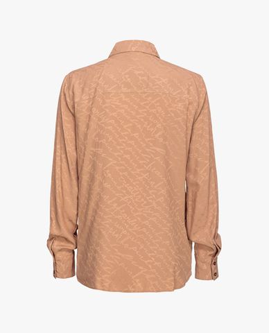  PINKO - Áo sơ mi cổ bẻ tay dài phối hoạ tiết logo Smorzare 