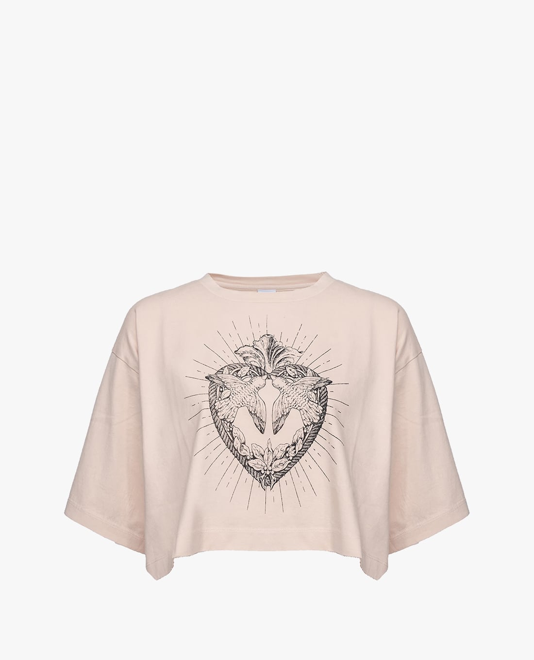 PINKO - Áo thun nữ cổ tròn tay lửng phom croptop Cricket