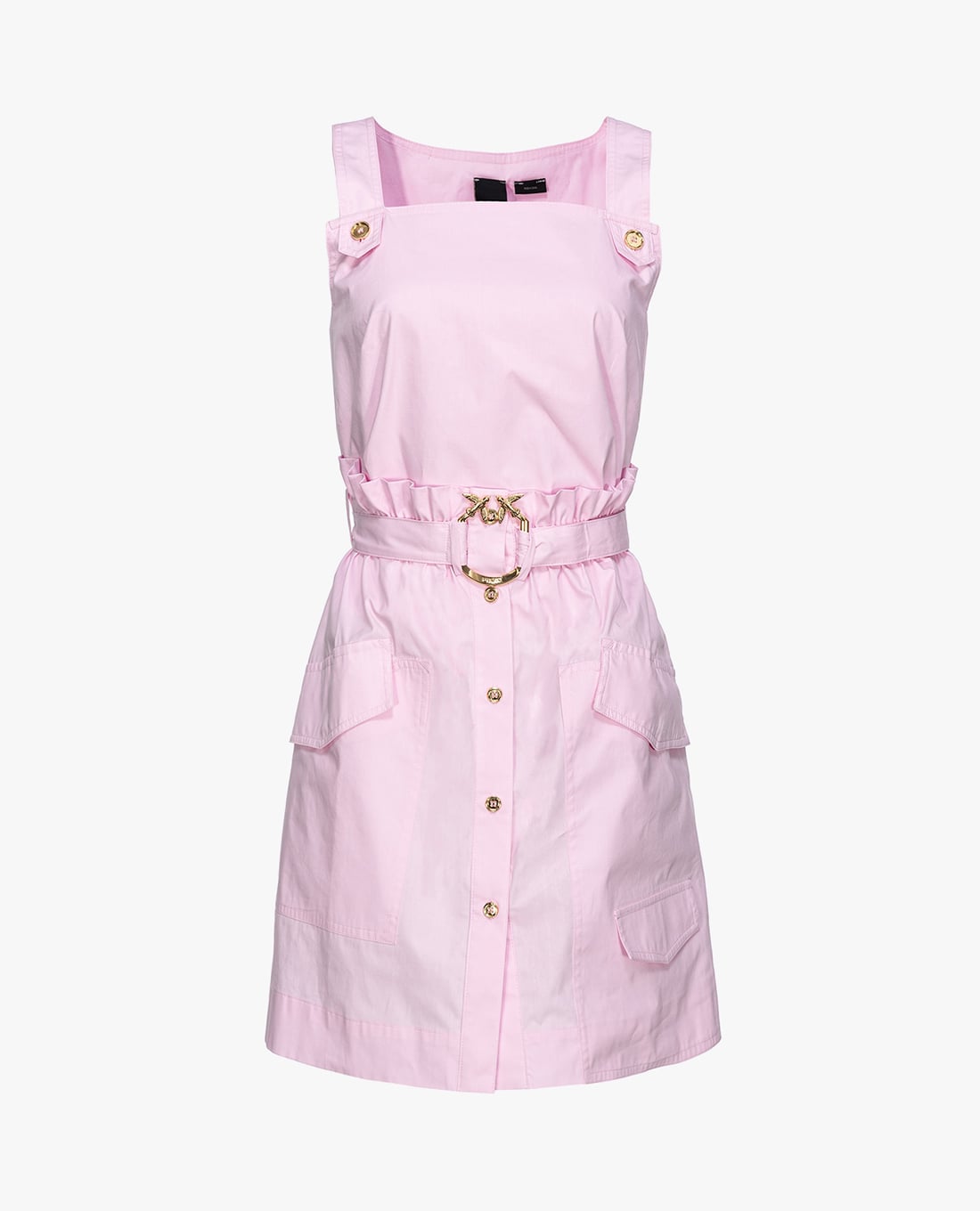 PINKO - Đầm hai dây mini cổ vuông phối túi và thắt lưng Augia