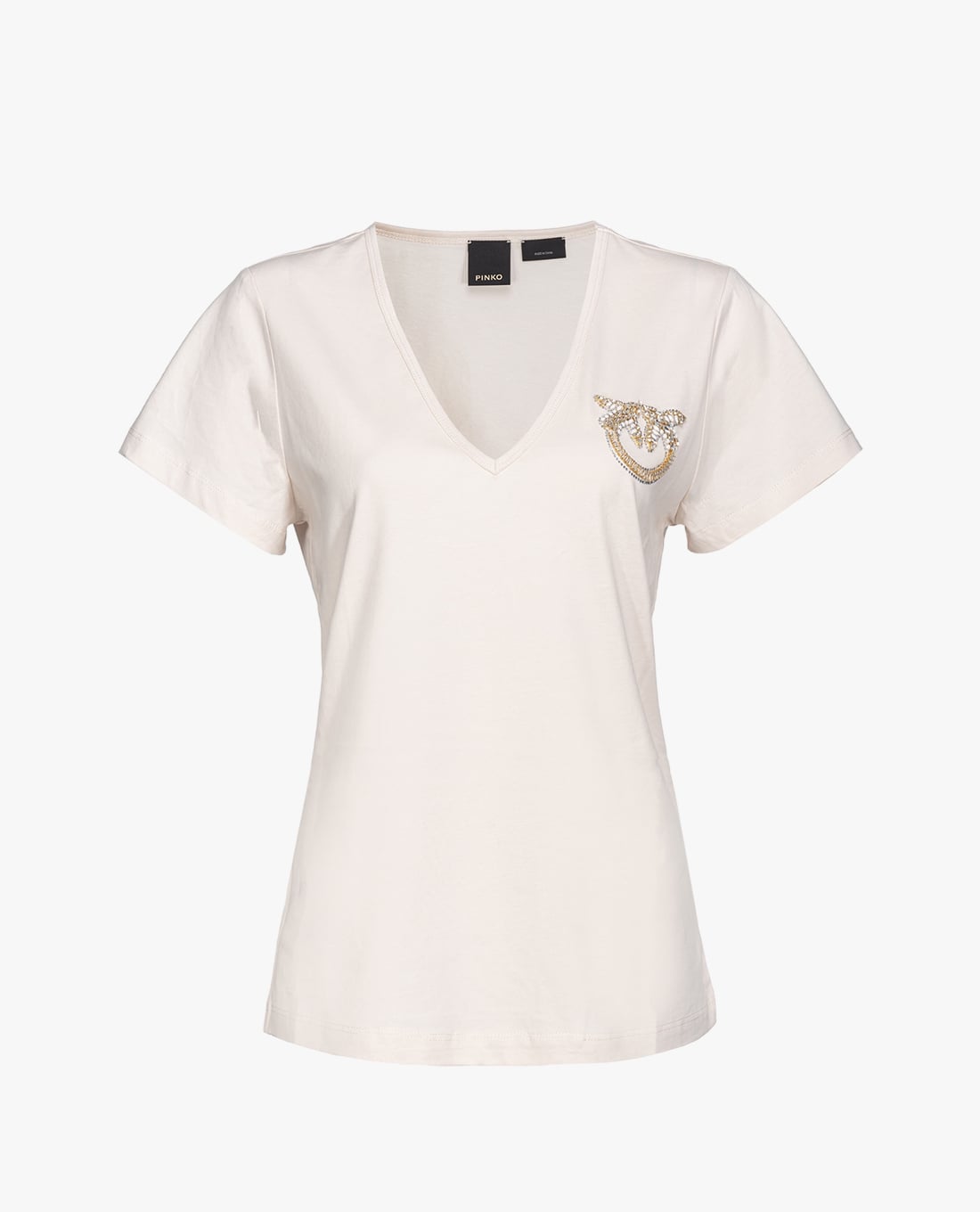 PINKO - Áo thun nữ cổ V tay ngắn Turbato
