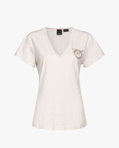  PINKO - Áo thun nữ cổ V tay ngắn Turbato 