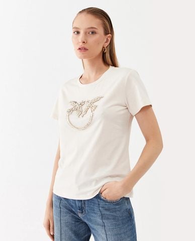  PINKO - Áo thun nữ cổ tròn tay ngắn Quentin 