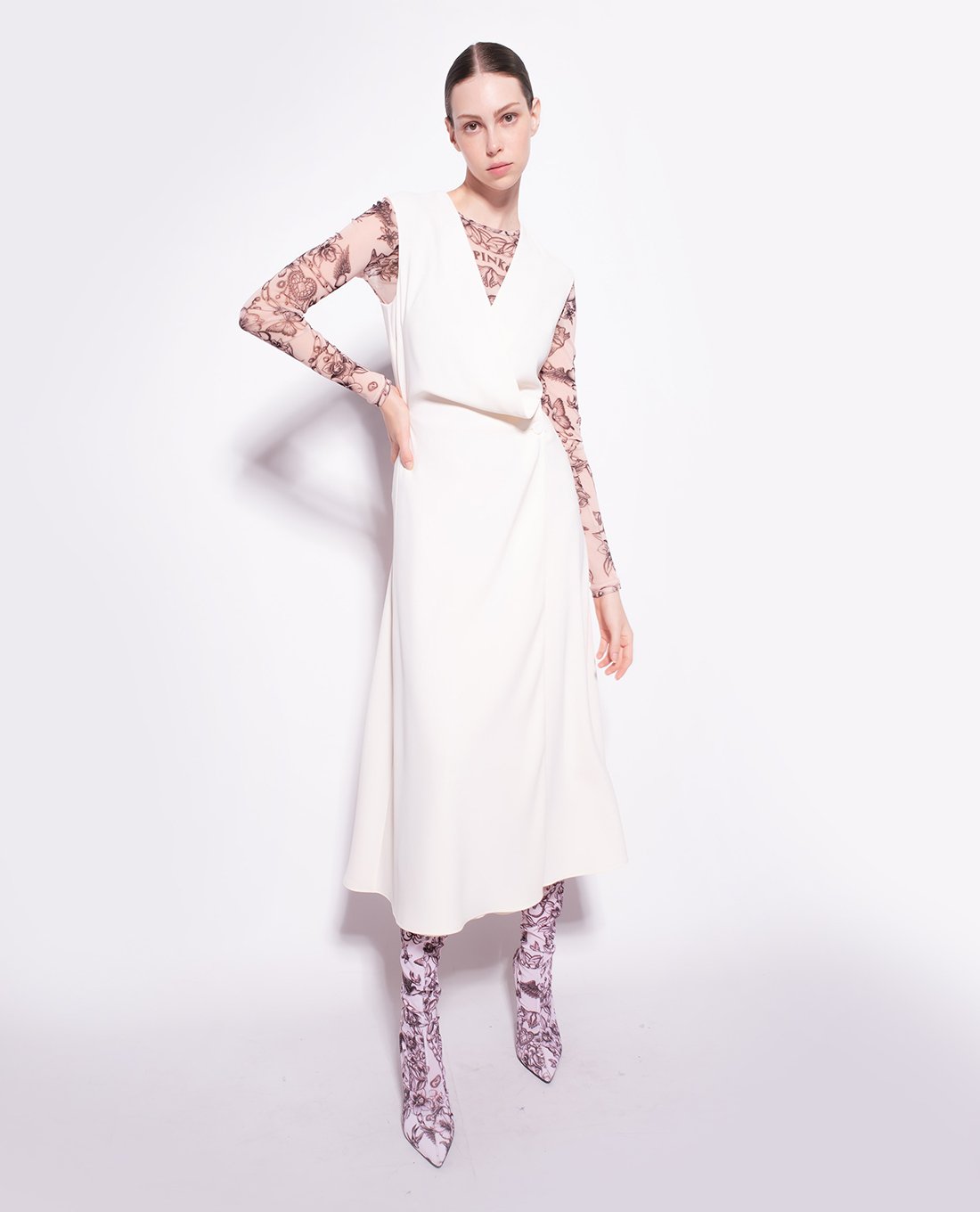 PINKO - Đầm sát nách midi cổ V Anonimo