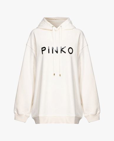  PINKO - Áo hoodie nữ phối mũ tay dài Skype Maglia Felpa 