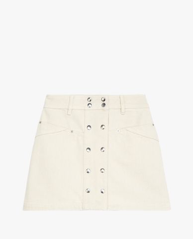 THE KOOPLES - Chân váy mini denim chữ A Double Buttoning 