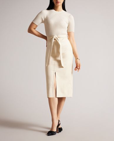  TED BAKER - Đầm dệt kim cổ tròn tay ngắn phom suông thanh lịch Lace 