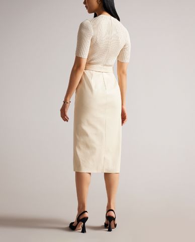  TED BAKER - Đầm dệt kim cổ tròn tay ngắn phom suông thanh lịch Lace 