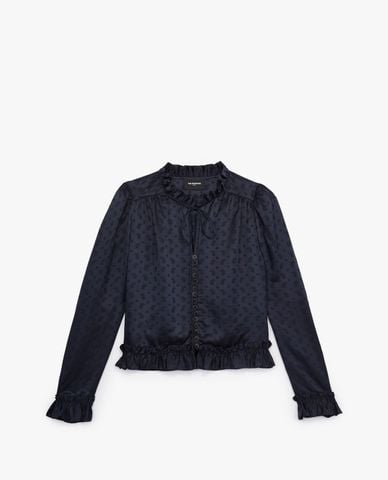  THE KOOPLES - Áo sơ mi nữ tay dài cổ nhún bèo Frills 