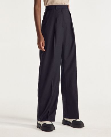  THE KOOPLES - Quần kiểu nữ ống rộng nhấn li thời trang 