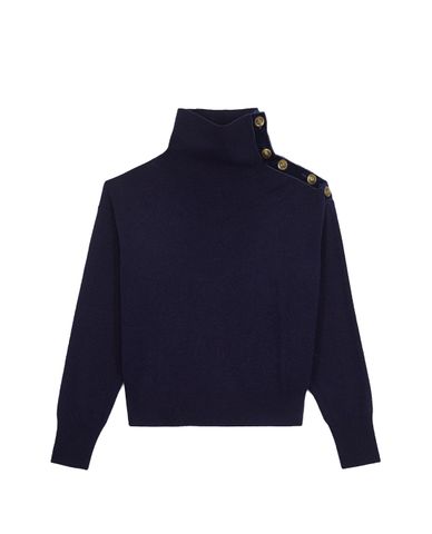  THE KOOPLES - Áo sweater nữ tay dài cổ trụ phối nút 