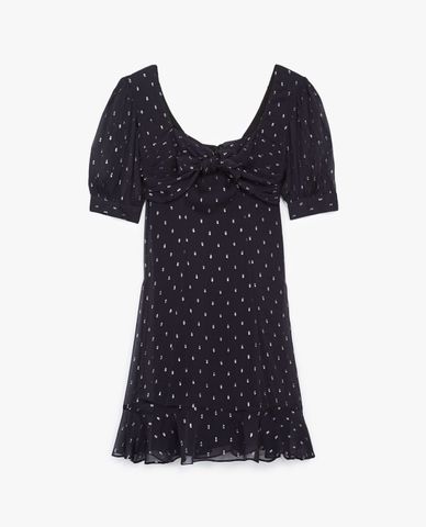  THE KOOPLES - Đầm mini cổ tim Frilly Light Printed 