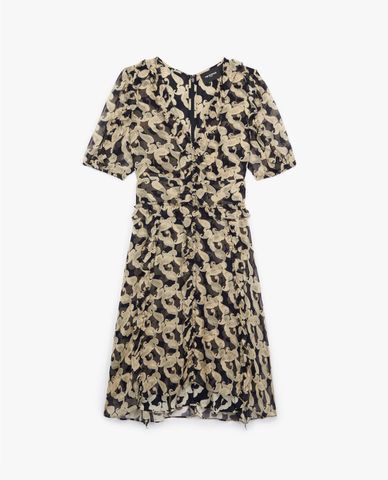  THE KOOPLES - Đầm mini cổ V Navy Blue With Print 