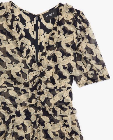  THE KOOPLES - Đầm mini cổ V Navy Blue With Print 