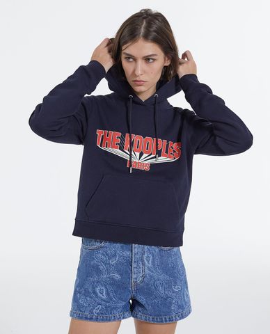  THE KOOPLES - Áo hoodie nữ phom suông phối mũ trùm Red Logo 